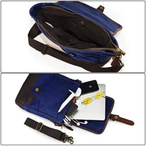 New Messenger Bag Canvas Blue - Picture 4 of 5